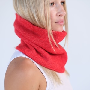 Hand Knitted Mohair Scarf Merino Wool Neck Warmer Gaiter Handmade Snood Womens Lavender Wool Scarf Cold Weather Gift