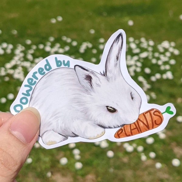 Powered by Plants sticker!| Vinyl sticker| laptop sticker| decorative sticker| Veganism sticker| Rabbit sticker | Plant based sticker