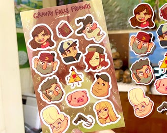Gravity Falls Sticker Bogen | Wasserdichte Matt-Vinyl-Aufkleber | Laptop Aufkleber | dekorative Aufkleber | Geheimnisvolle Hütte