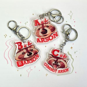 Alphabet raccoon keychains! | Acrylic charm | decorative keychain| cute animal keychain| funny joke| Trash panda keychain| (EU allowed)