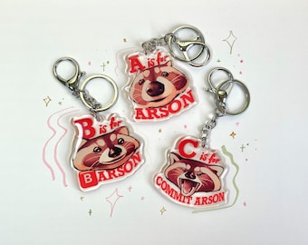 Alphabet raccoon keychains! | Acrylic charm | decorative keychain| cute animal keychain| funny joke| Trash panda keychain| (EU allowed)