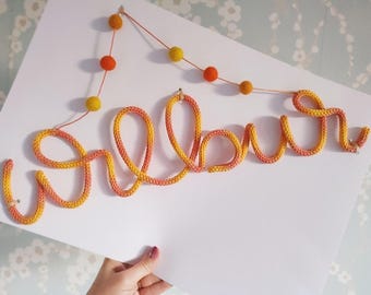 Letrero personalizado con nombre de alambre tejido: Decoración infantil