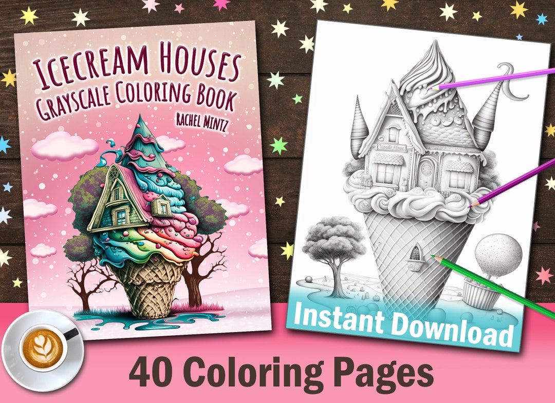 40 Adorable Ice-cream Houses Coloring Pages, Cute Tiny Fantasy Candy ...