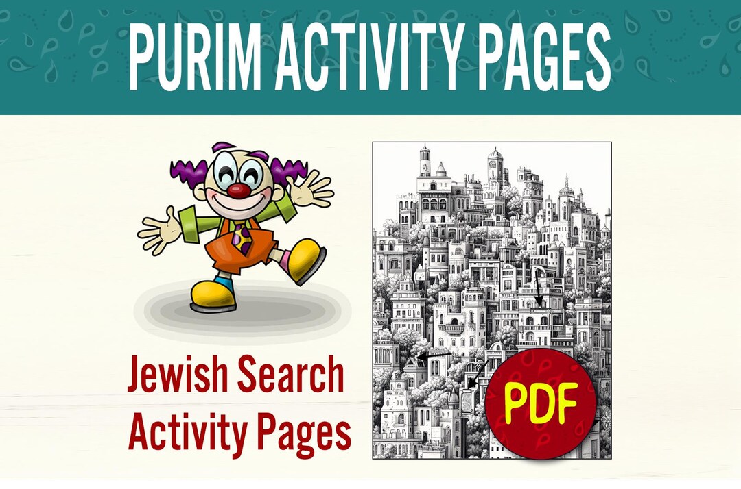 Purim Activity Book | I Spy Puzzle Game for Kids (PDF Download, 30 ...