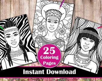 Kosiz 24 Pcs Black Girl Coloring Book with 24 Crayons Christmas African  American Adult Magic Coloring Book for Women Beautiful Black and Queen