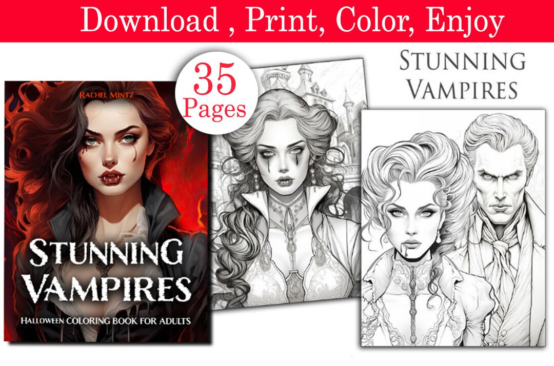 Stunning Vampires Coloring Pages Beautiful Female - Etsy