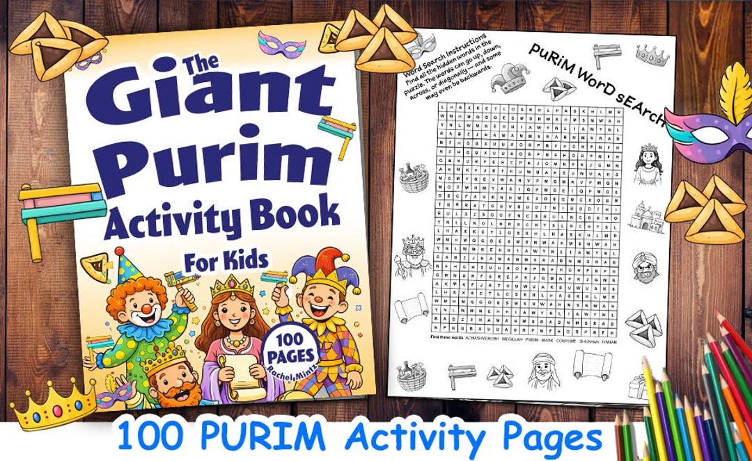 100 Purim Activity Pages for Screens Free Kids, Print at Home, Megillat ...