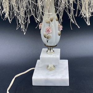 Boudoir/Parlor Rose Petal Lamp, Made in Japan, Antique, Marble, Ceramic