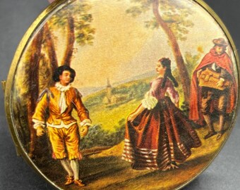 Vintage Double-Sided Mirror, Pastoral, Courting, Purse, Compact size, Excellent Quality, &quot;something old&quot;, stocking stuffer!