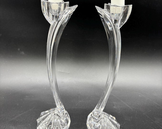 Art Deco, Pair of Mikasa Lead Crystal Candlesticks, Tulip, T9956-339 - Etsy