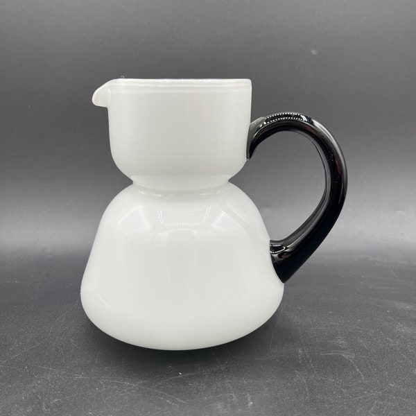 Vintage MCM Michael Bang Carafe, Holmegaard, Pitcher, White and Black, Modern Danish, SLEEK