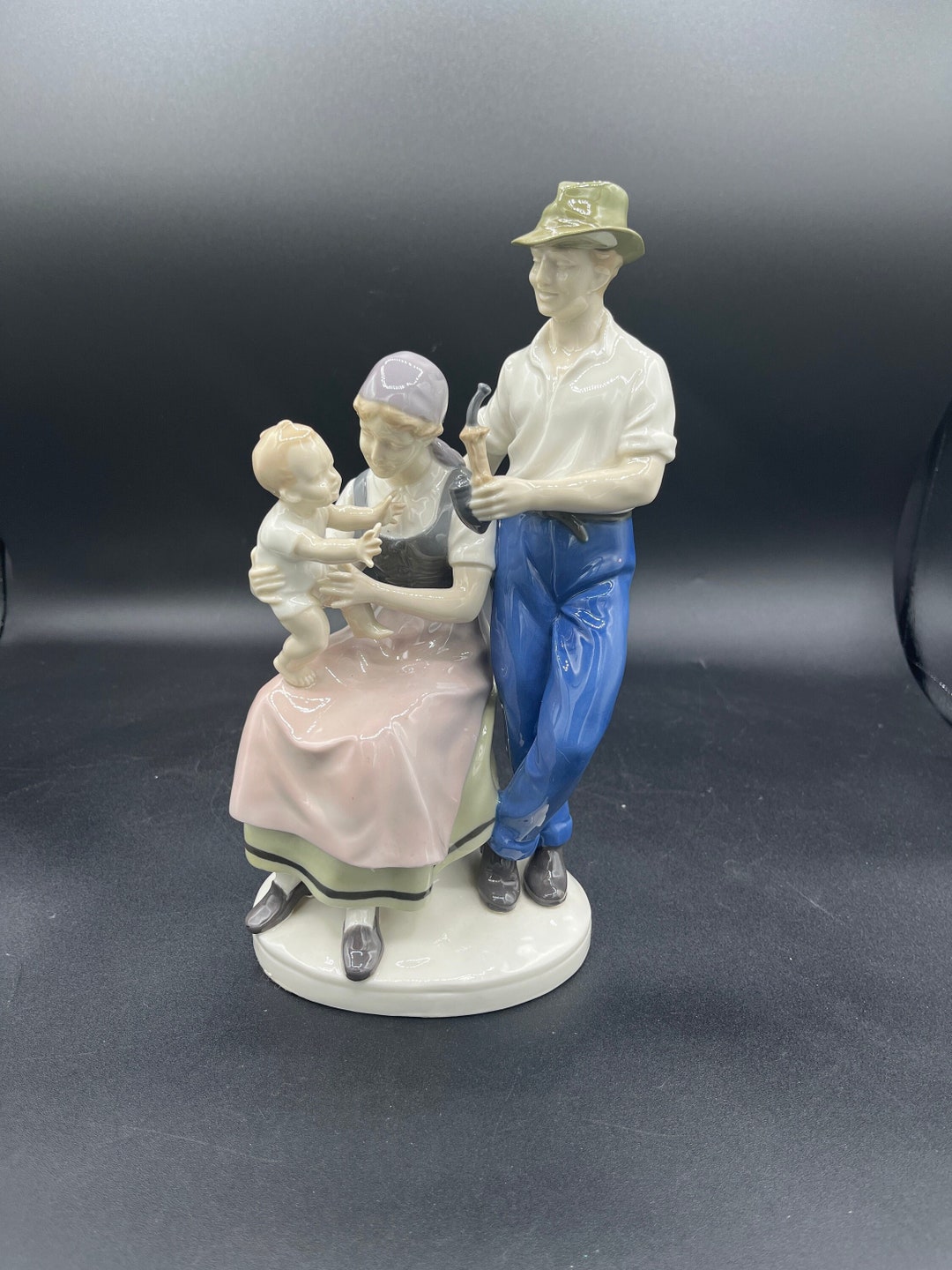 Vintage German Porcelain Figurine by Carl Scheidig, family Happiness