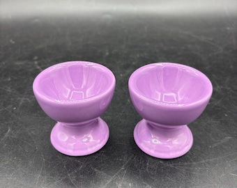 Lavender Egg Cups, New in Box, Pair, Ceramic, Hard-Boiled Egg
