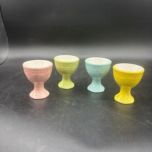 Vintage Pottery Barn, Pastel Egg Cups, New in Box