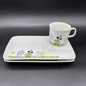 Vintage 70&#39;s Mickey Mouse, Snack Plate and Cup Set, 3 piece, Japan