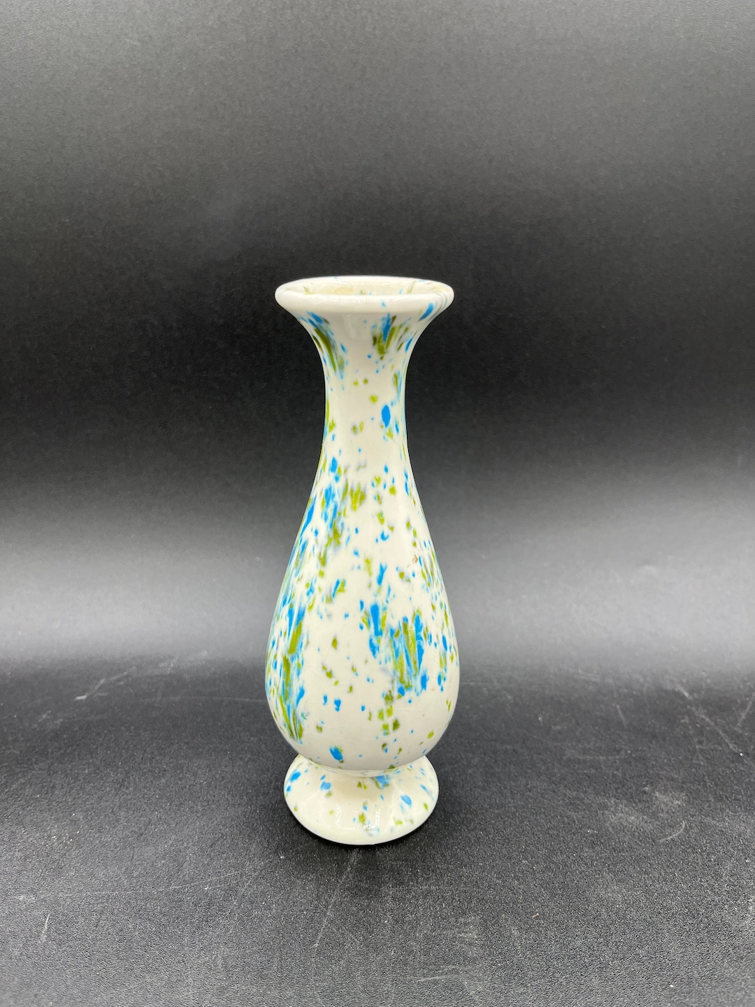Vintage, Midcentury, Bud Vase, Speckled, Cream, Green and Blue Etsy