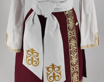 Embroidered medieval sash or belt for LARP, Fantasy or Historical Costumes - 6 color variants, 100% cotton, ceremonial, unisex, outfit belt