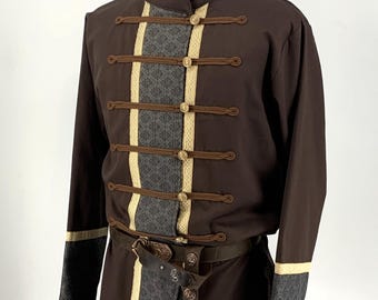 Men’s Cotton Kaftan with Metal Buttons, Brocade details & Trim decoration - historical, LARP, reenactment, archery, ceremonial wear, elegant