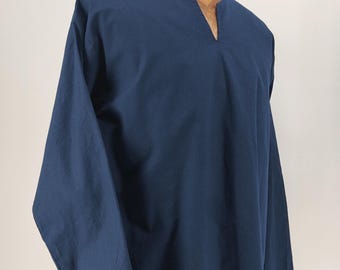 Simple dark blue medieval tunic - cotton, Viking, Celtic, reenactment, LARP, rural, fantasy, archer garbs, natural material