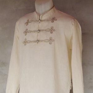 Men's shirt with trimming cord decoration, larp, fantasy, archer, noble, royal image 1