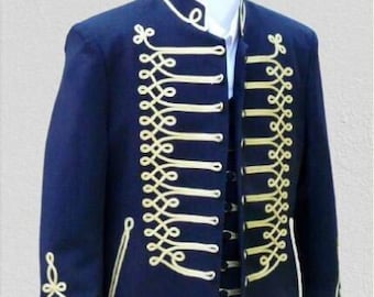 Navy blue jacket with golden trim