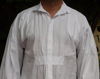 Camisa popular medieval camisa de hombre simple abotonada natural, larp, fantasía, arquero