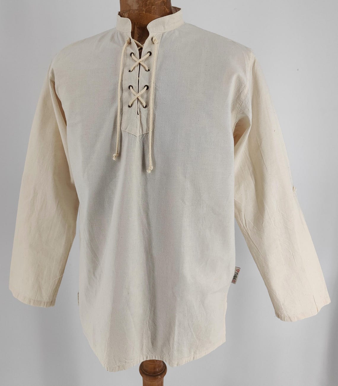 Medieval Lace up Shirt – Natural Undyed Cotton Tunic, Viking Pirate ...