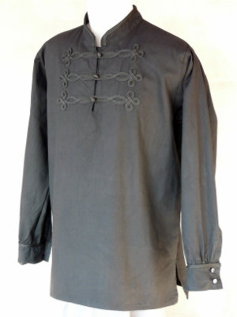 Men's shirt with trimming cord decoration, larp, fantasy, archer, noble, royal image 4