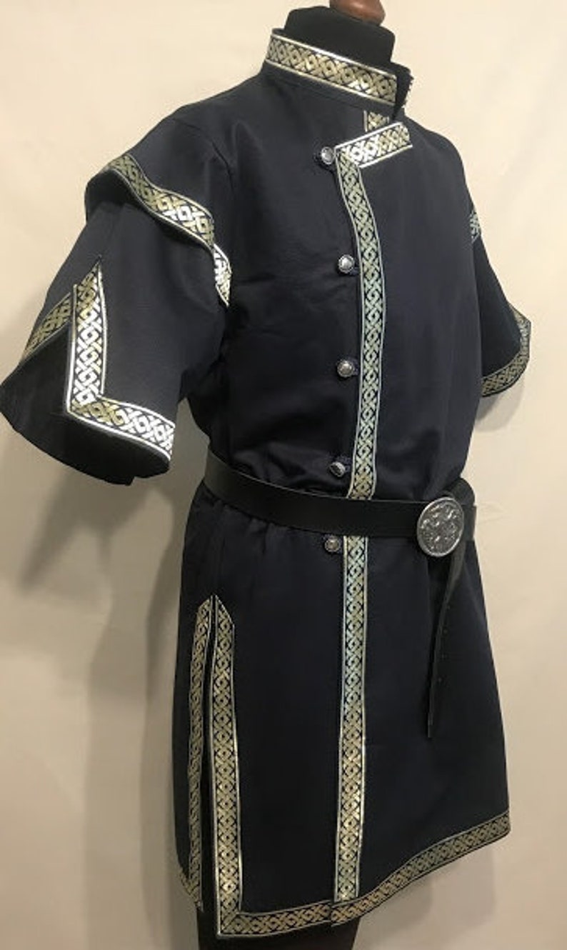 Buttoned Kaftan with trim in several colors, reenactment, larp, fantasy, archer garbs image 1