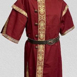 Caftan boutonné avec bordure en plusieurs couleurs, reconstitution, GN, fantaisie, tenue d'archer image 4