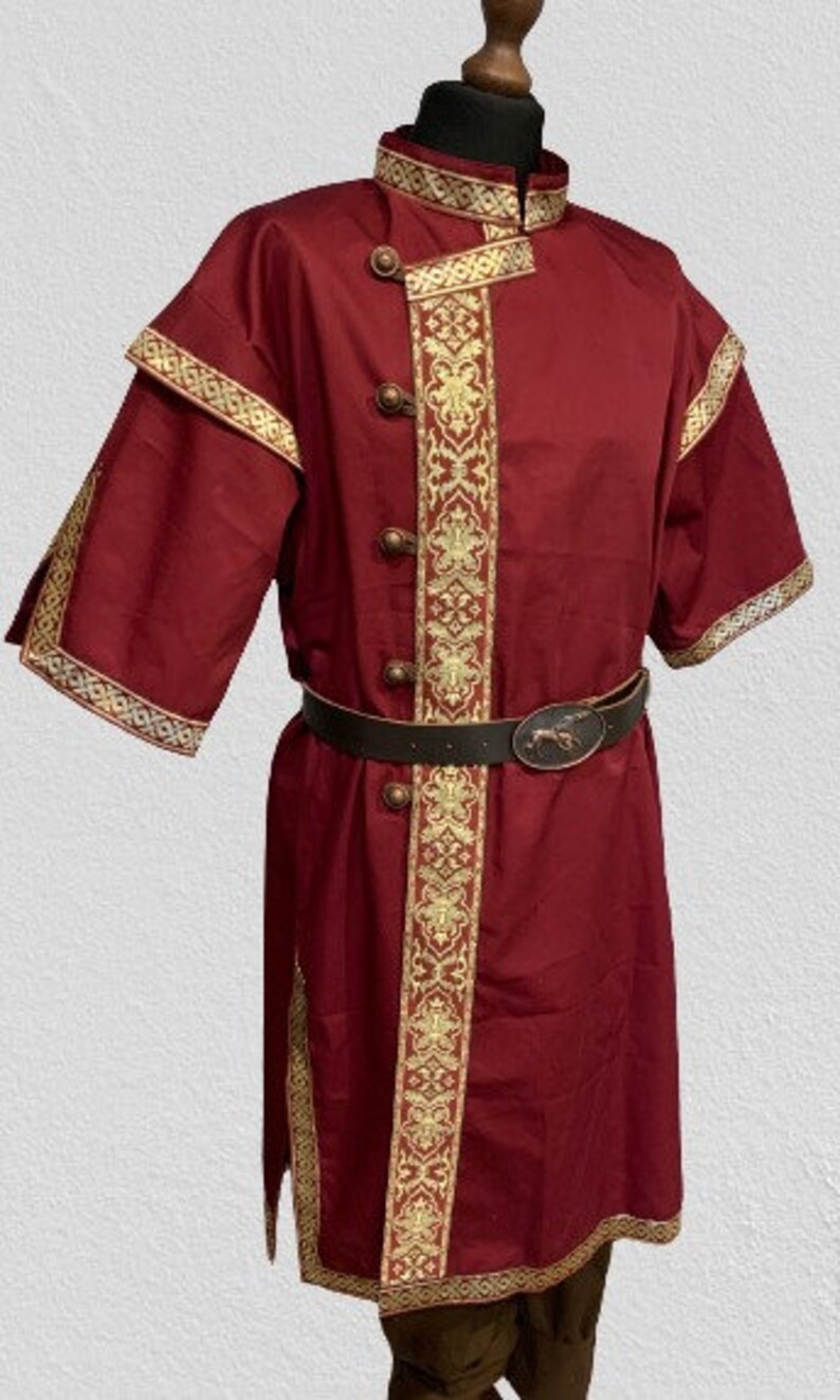 Caftan boutonné avec bordure en plusieurs couleurs, reconstitution, GN, fantaisie, tenue d'archer image 4