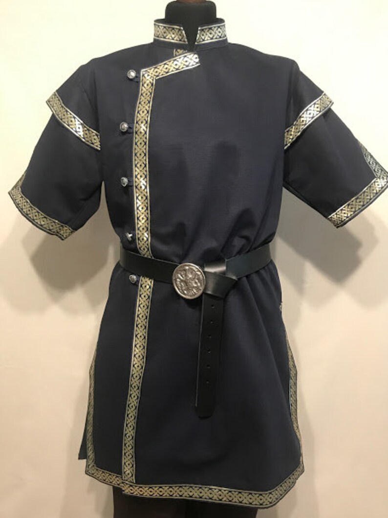 Caftan boutonné avec bordure en plusieurs couleurs, reconstitution, GN, fantaisie, tenue d'archer image 2