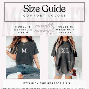 Oversized Comfort Colors 1717 Size Chart - Comfort Colors Size Chart - Unisex Size Chart - Oversized Size Chart - Comfort Color Mockup