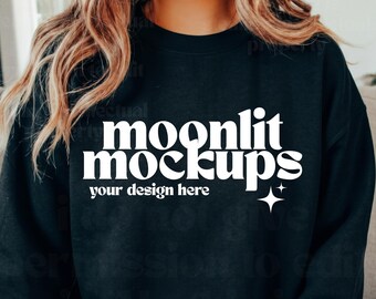 Comfort Colors 18000 Gildan Sweatshirt Black Mockup - Boho Mockup - Simple Mockup