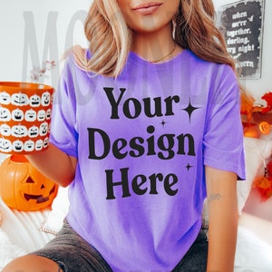 Comfort Colors 1717 Violet Shirt Mockup - Oversized Mockup - Violet Shirt - Comfort Color Shirt Mock - Halloween Mockup