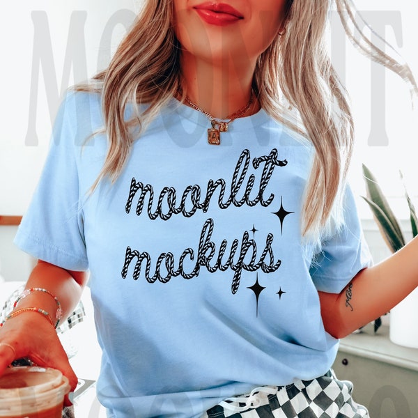 Bella & Canvas 3001 TShirt Mockup - Bella Canvas Shirt - Light Blue Mockup - Shirt Mockup - Cozy Mockup - Shirt Mockup - Moonlit Mockups