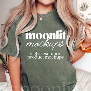 Comfort Colors 1717 Moss Shirt Mockup - Moss Mockup - Moss Shirt - Comfort Color Moss Mock - Model Mock up