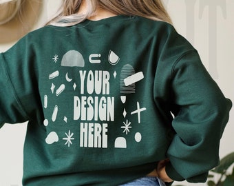 Gildan 18000 Sweatshirt Mockup- Forest Green- Back Mockup-  Back Sweatshirt - Model Mockup - Forest Mockup JPEG- PNG Digital Mockup