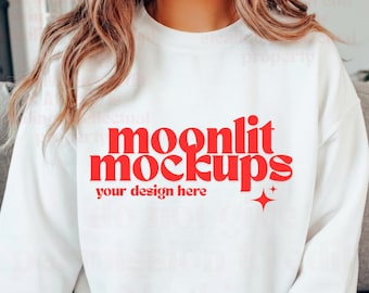 Comfort Colors 18000 Gildan Sweatshirt White Mockup - Boho Mockup - Simple Mockup