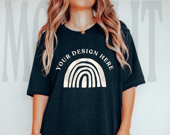 Bella Canvas 3001 T-Shirt Mockup: Nero Heather, Oversize (Download digitale)