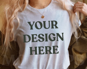 Bella Canvas 3001 White T-Shirt Mockup - Unisex Tee Mockup