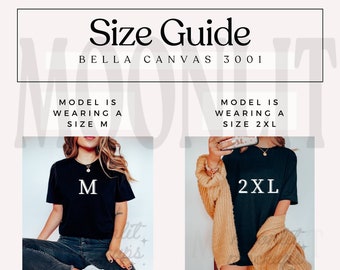 Bella Canvas 3001 Size Chart: Unisex Oversized Fit (Digital Download)