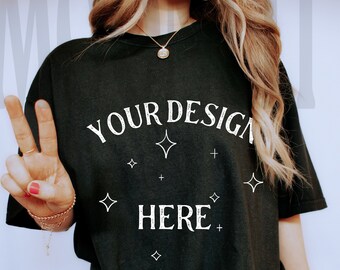Comfort Colors Black Shirt Mockup: Oversized Model Mock Up