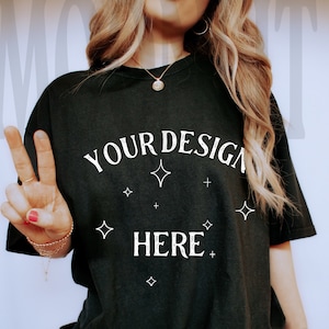 Comfort Colors C1717 Black Shirt Mockup - Oversized Mockup - Black Shirt - Comfort Color Shirt Mock - Model Mock up