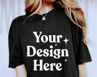 Comfort Colors 1717 Black Shirt Mockup - Oversized Mockup - Black Shirt - Comfort Color Shirt Mock - Model Mock up