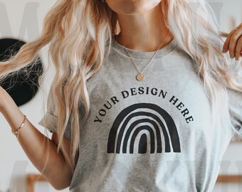 Bella Canvas 3001 T-Shirt Mockup - Athletic Heather Grey (Digital Download)