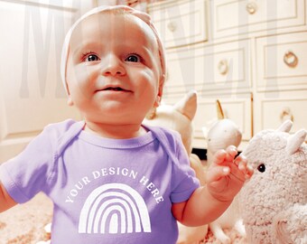 Lavender Baby Onesie Mockup - Rabbit Skins 4400 (Digital Download)