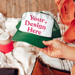 OTTO Cap Mockup - Trucker Baseball Caps Mockup - OTTO Cap 39-169 Mockup - Printify Mockup - Green Otto Cap Mockup - Mesh Cap Mockup