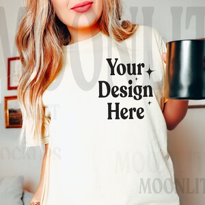 Comfort Colors 1717 Ivory Shirt Mockup - Oversized Mockup - Ivory Hemd - Ivory Comfort Color Shirt Mock - Model Mockup