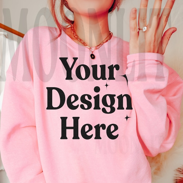 Gildan 18000 Sweatshirt Light Pink Mockup - Light Pink Sweatshirt Mockup - Light Pink Sweatshirt - Gildan Mockup - Bridal Mockup